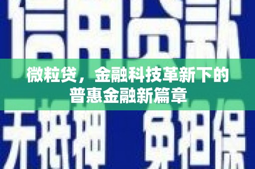 花坛微粒贷，金融科技革新下的普惠金融新篇章