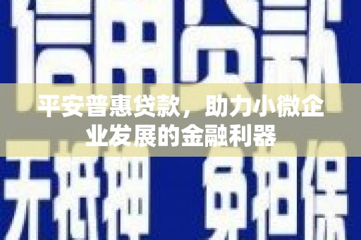 花坛平安普惠贷款，助力小微企业发展的金融利器